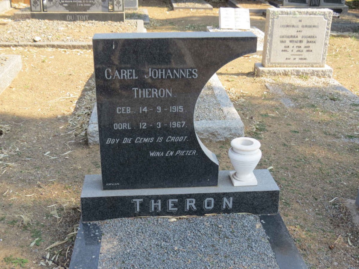 THERON Carel Johannes 1915-1967 &amp; Alwina Martha Mara Kruger BURGER 1919-2007