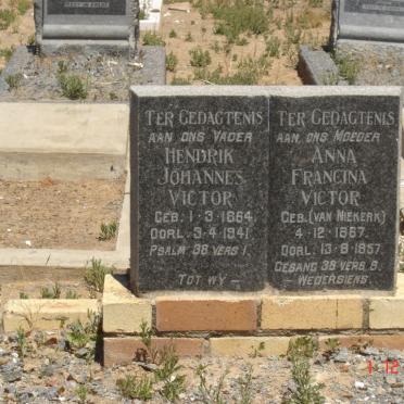 VICTOR Hendrik Johannes 1864-1941 &amp; Anna Francina VAN NIEKERK 1867-1957
