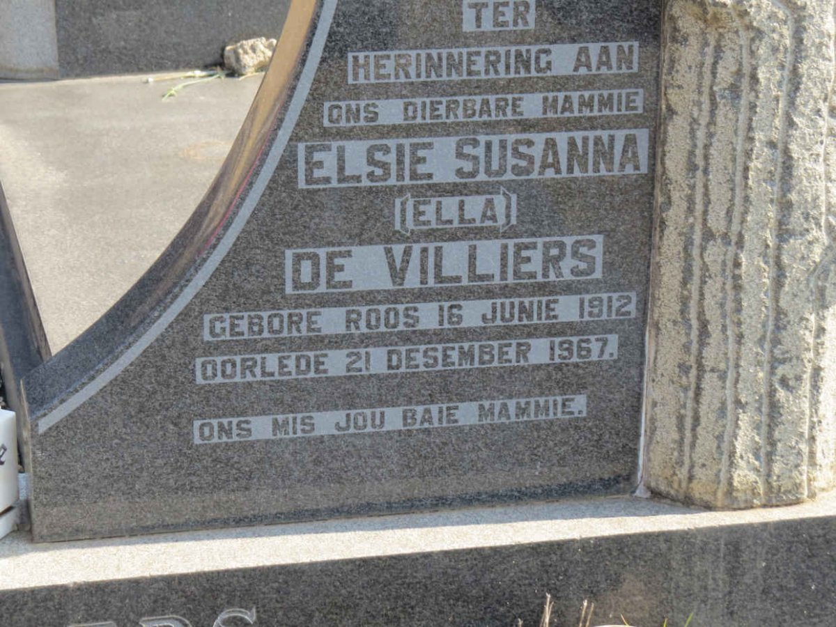 VILLIERS Frans Willem, de 1887-1962 &amp; Elsie Susanna ROOS 1912-1967