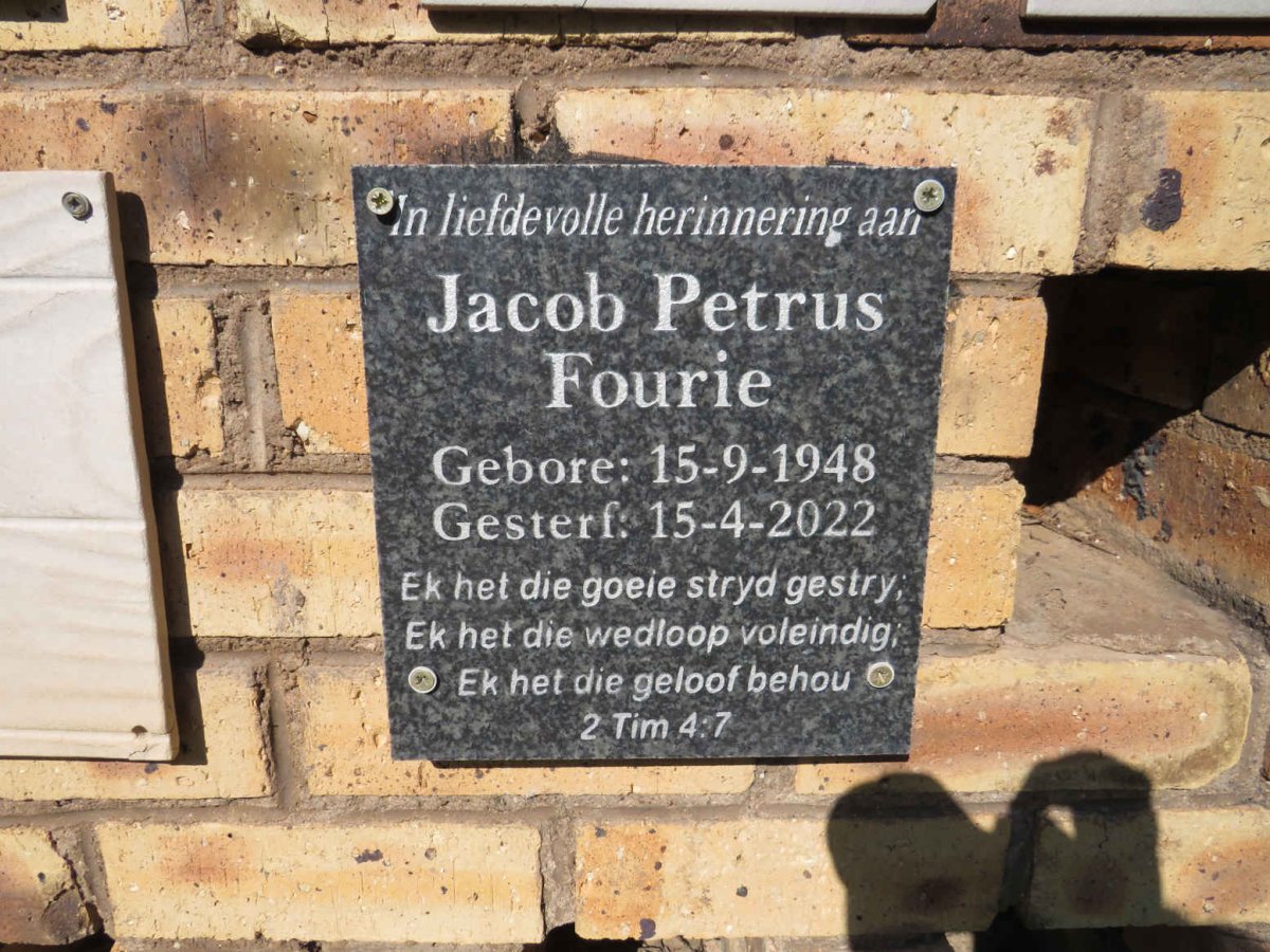 FOURIE Jacob Petrus 1948-2022