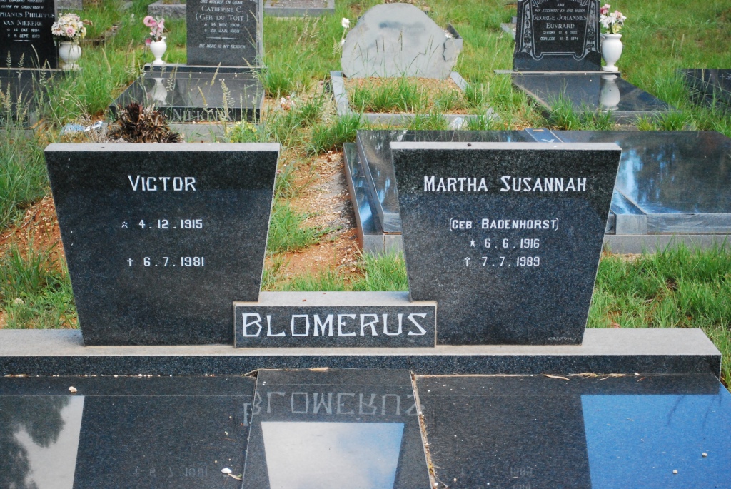 BLOMERUS Victor 1915-1981 &amp; Martha Susannah BADENHORST 1916-1989