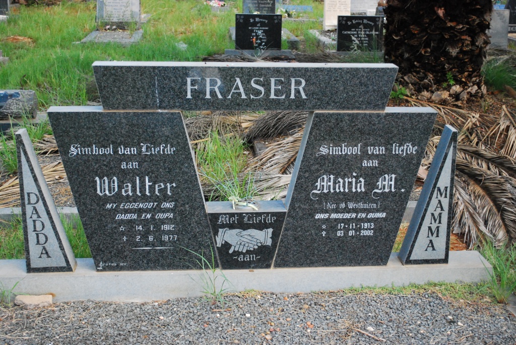 FRASER Walter 1912-1977 &amp; Maria M. V.D. WESTHUIZEN 1913-2002