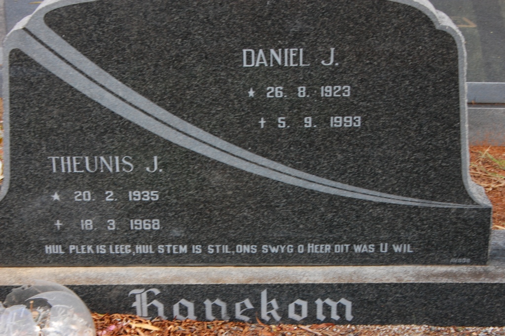HANEKOM Daniel J. 1923-1993 :: HANEKOM Theunis J. 1935-1968