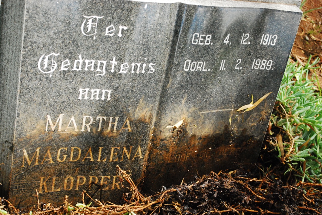 KLOPPER Martha Magdalena 1913-1989