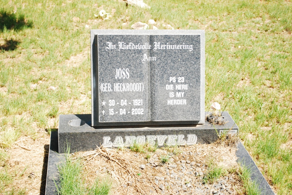 LANGEVELD Joss nee HECKROODT 1921-2002