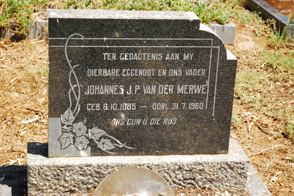 MERWE Johannes J.P., van der 1885-1960