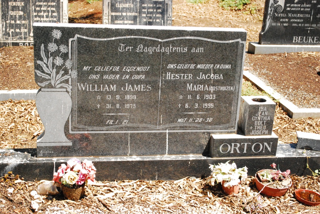 ORTON William James 1899-1975 &amp; Hester Jacoba Maria OOSTHUIZEN 1903-1995