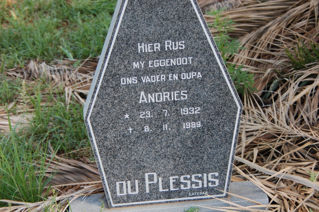 PLESSIS Andries, du 1932-1989