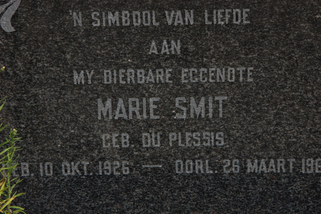 SMIT Marie nee du PLESSIS 1926-19??