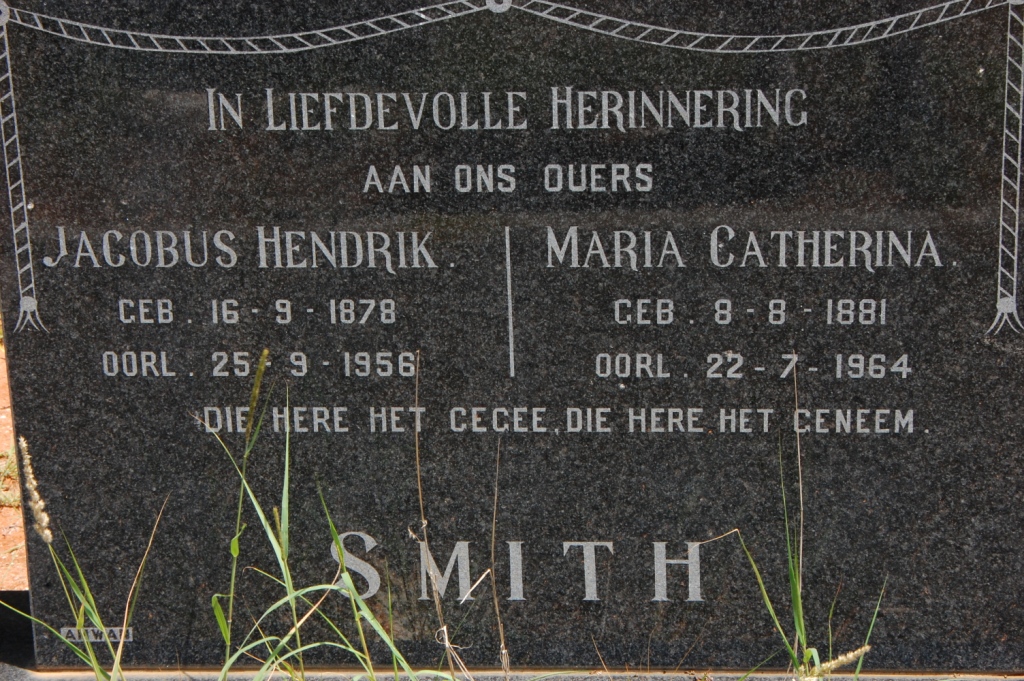 SMITH Jacobus Hendrik 1878-1956 &amp; Maria Catherina 1881-1964