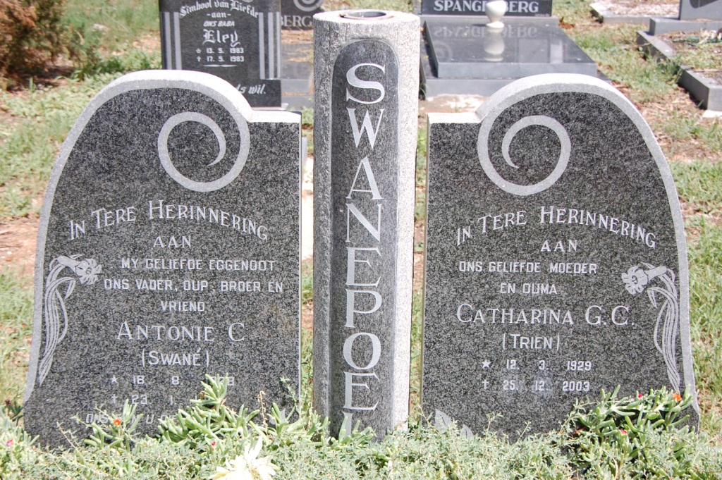 SWANEPOEL Antonie C. 1928-? &amp; Catharina G.C. 1929-2003