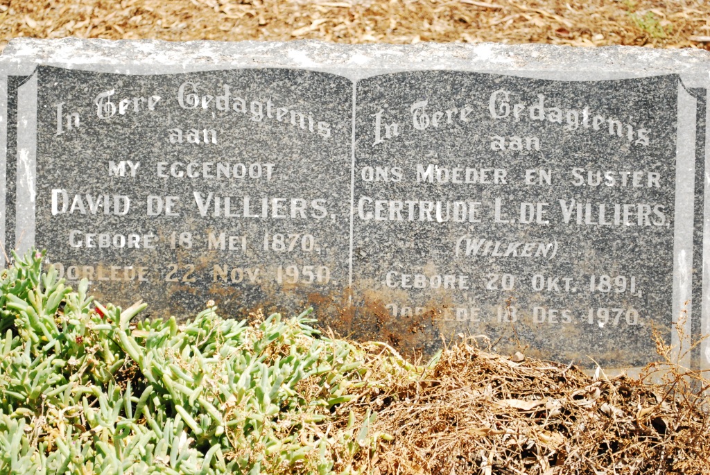 VILLIERS David, de 1870-1950 &amp; Gertruida WILKEN 1891-1970