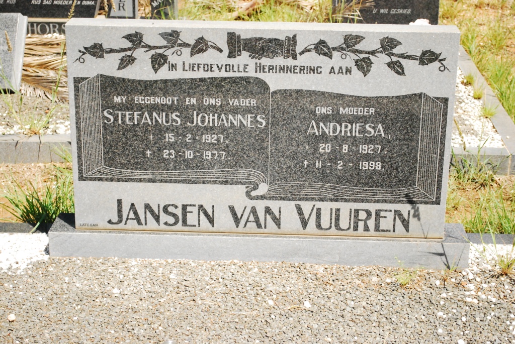 VUUREN Stefanus Johannes, Jansen van 1927-1977 &amp; Andriesa 1927-1998