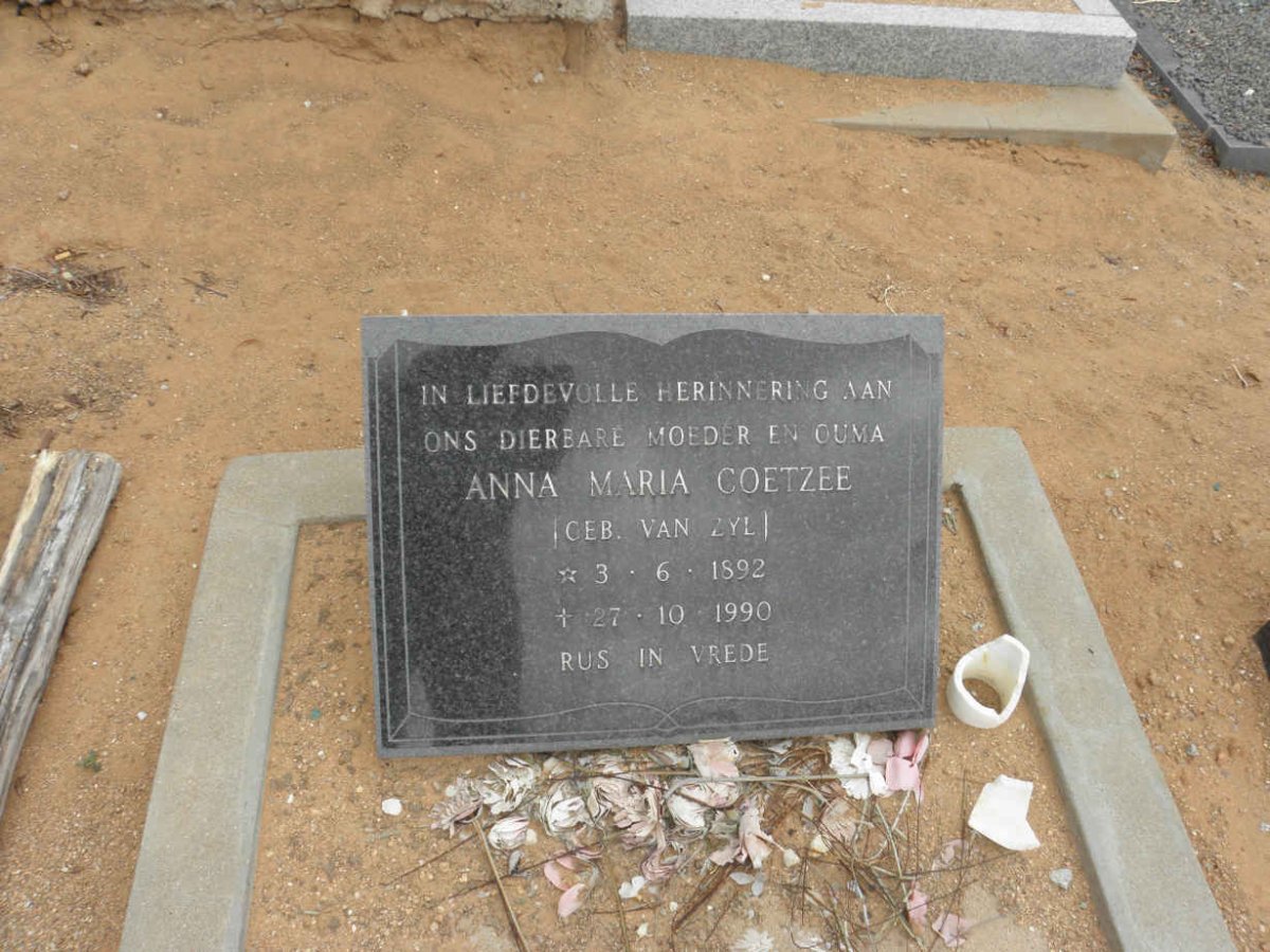 COETZEE Anna Maria nee van ZYL 1892-1990