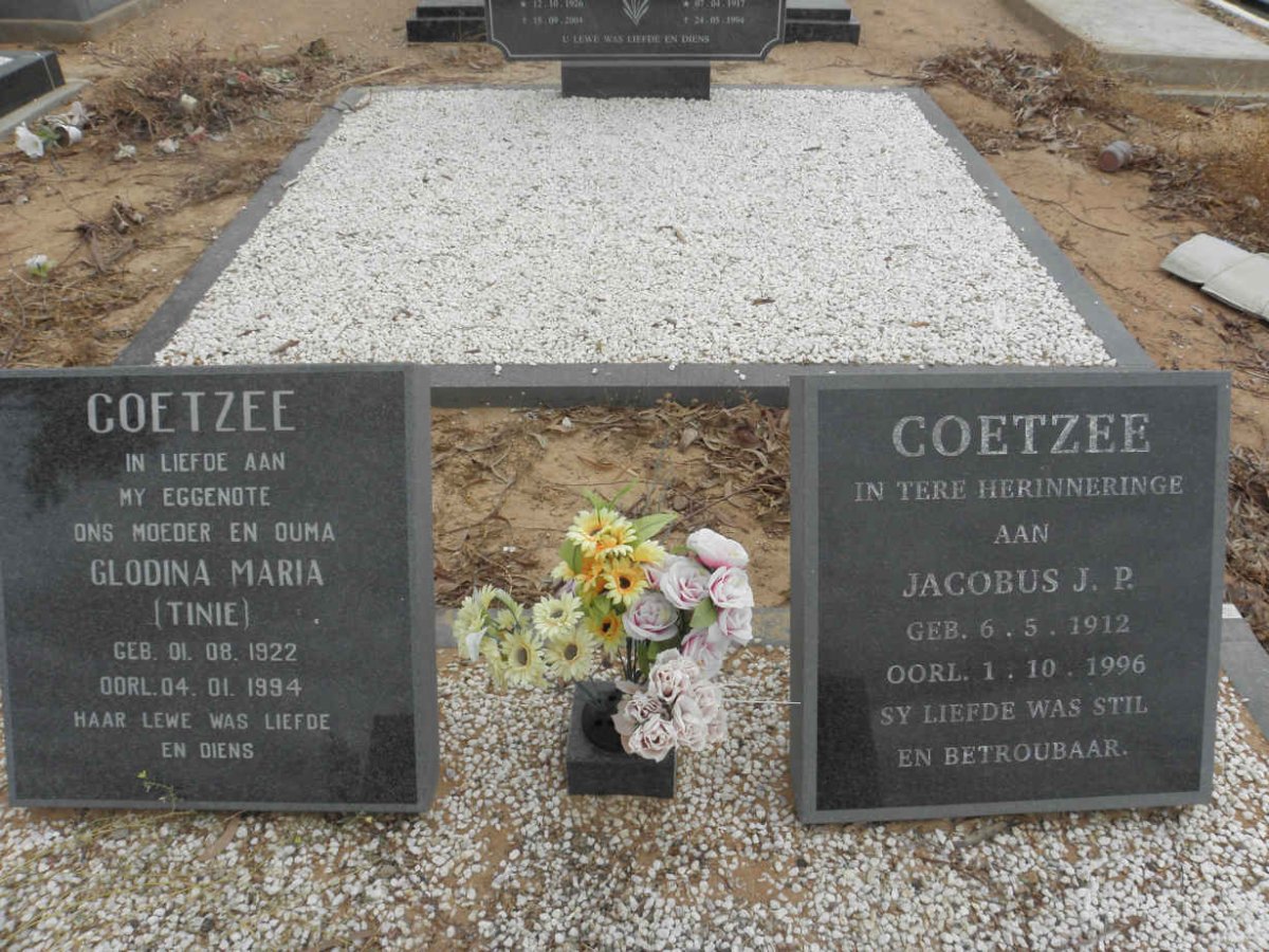 COETZEE Jacobus J.P. 1912-1996 &amp; Glodina Maria 1922-1994