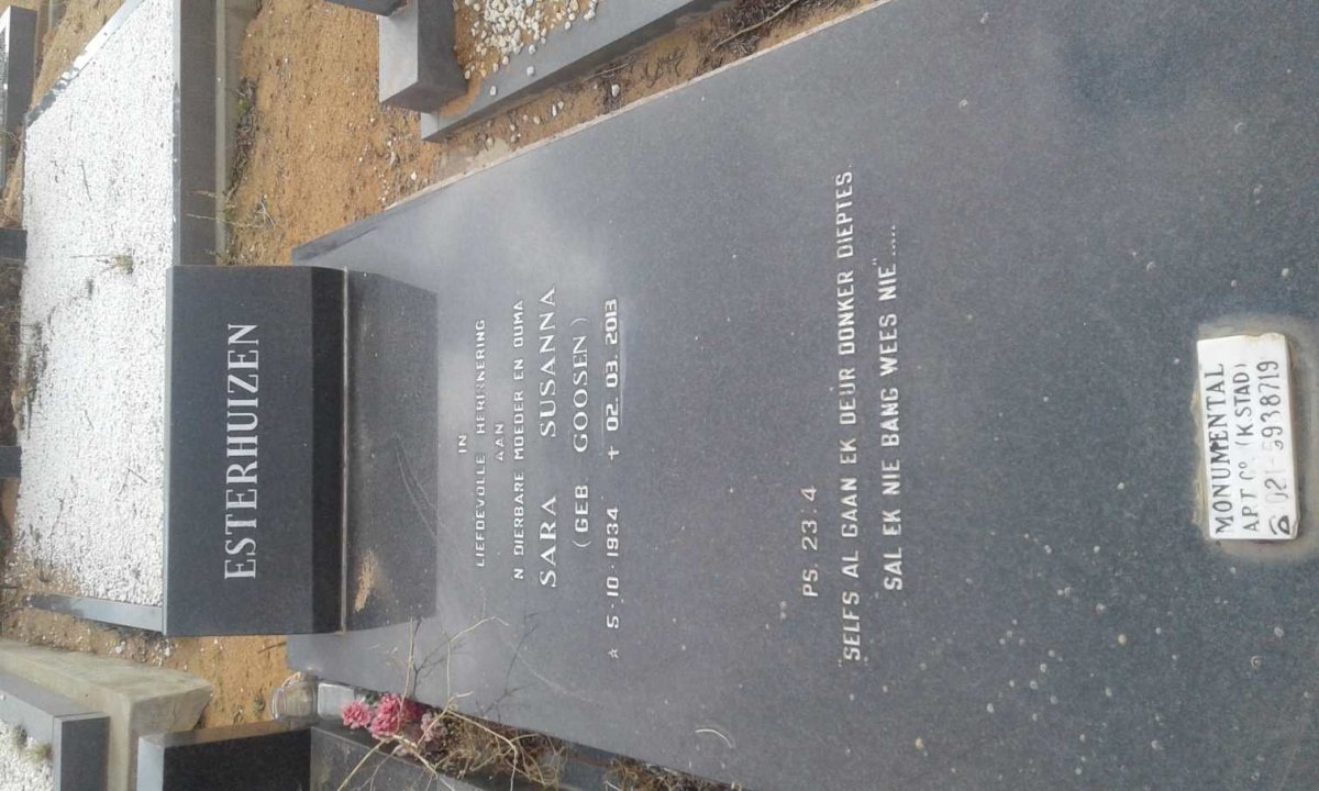 ESTERHUIZEN Sara Susanna nee GOOSEN 1934-2013