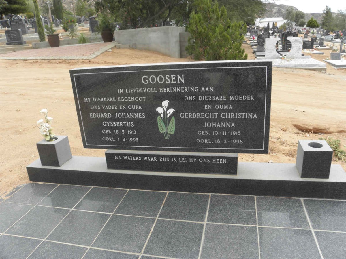 GOOSEN Eduard Johannes Gysbertus 1912-1995 &amp; Gerbrecht Christina Johanna 1915-1998