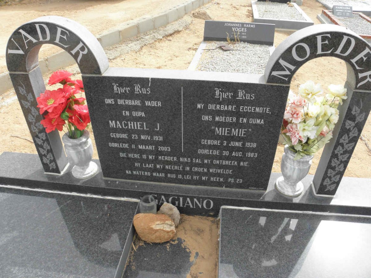 GAGIANO Machiel J. 1931-2003 &amp; Miemie 1938-1983