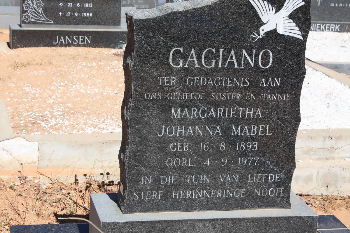 GAGIANO Margrietha Johanna Mabel 1893-1977