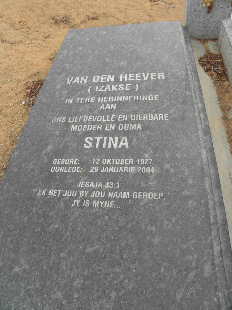 HEEVER Japie, van den 1923-1977 &amp; Stina IZAKSE 1927-2004