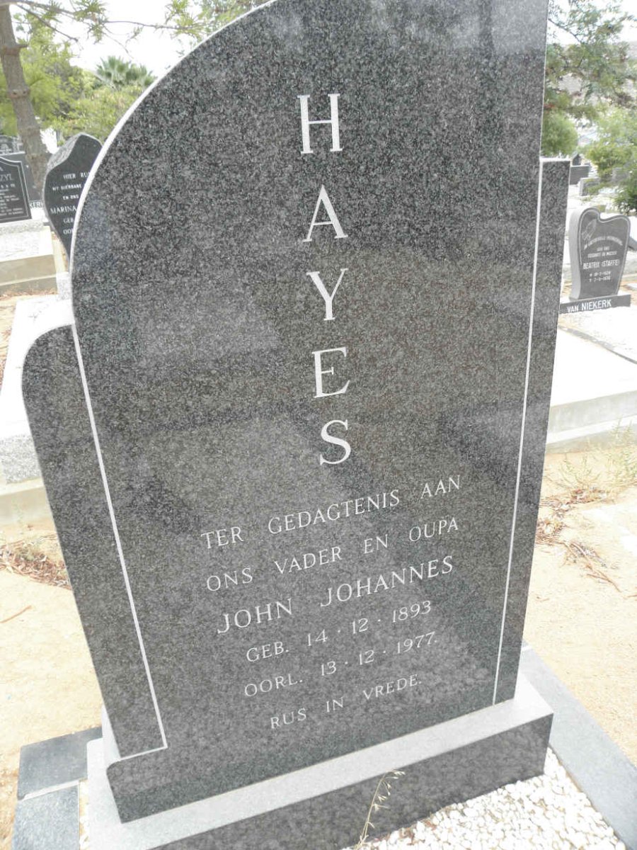 HAYES John Johannes 1893-1977 &amp; Gerdina Jacoba GAGIANO 1895-1974