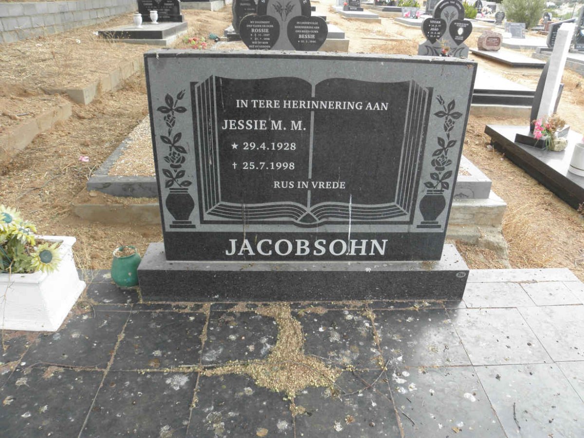 JACOBSOHN Jessie M.M. 1928-1998
