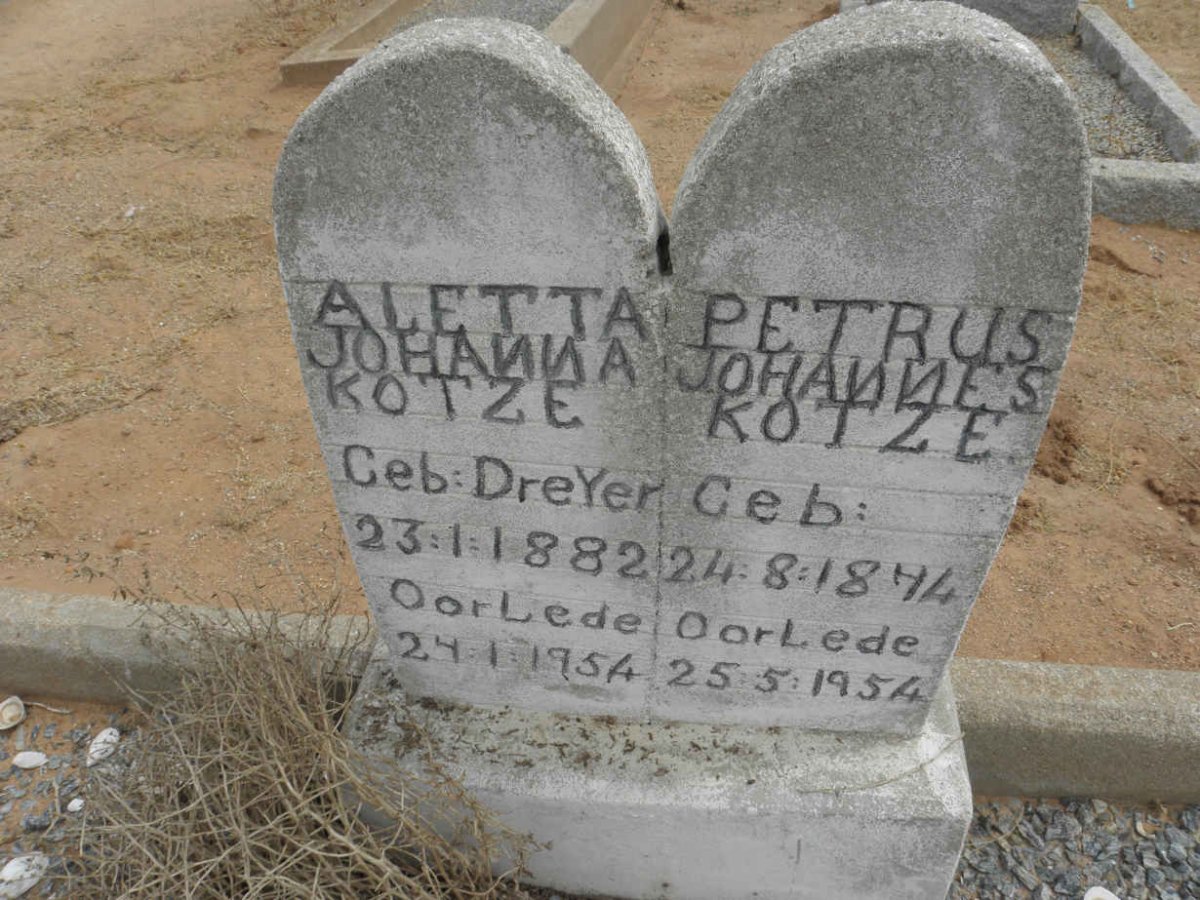 KOTZE Petrus Johannes 1874-1954 &amp; Aletta Johanna DREYER 1882-1954