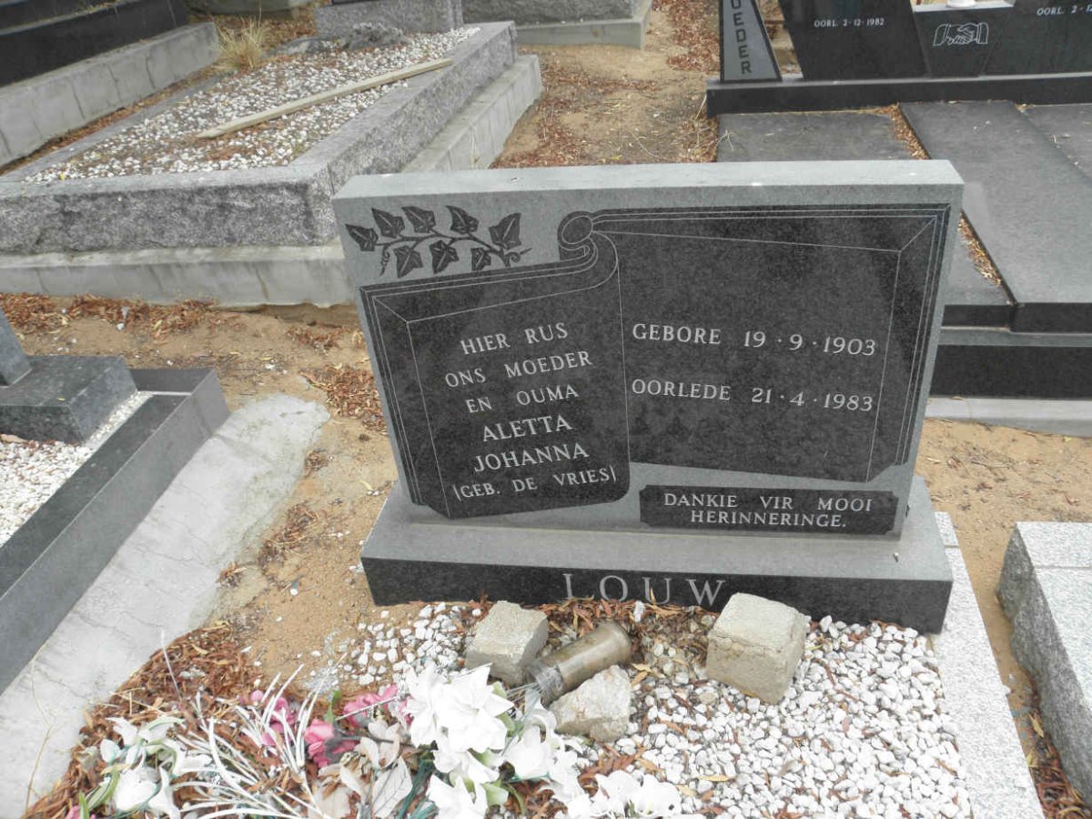 LOUW Aletta Johanna nee DE VRIES 1903-1983