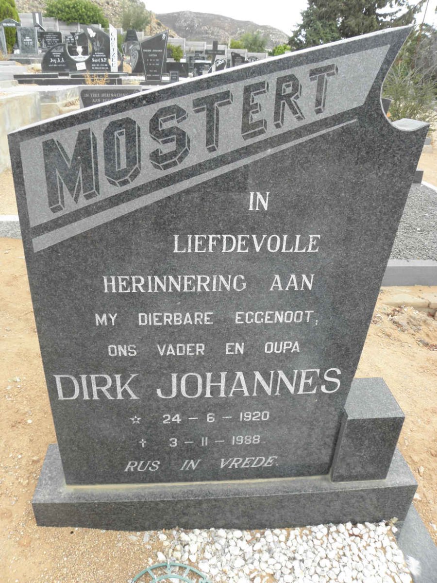 MOSTERT Dirk Johannes 1920-1988