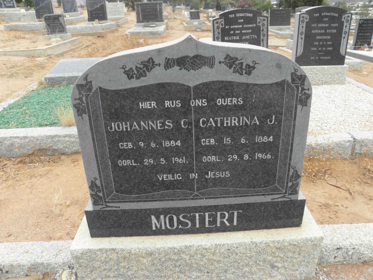 MOSTERT Johannes C. 1884-1961 &amp; Cathrina J. 1884-1966