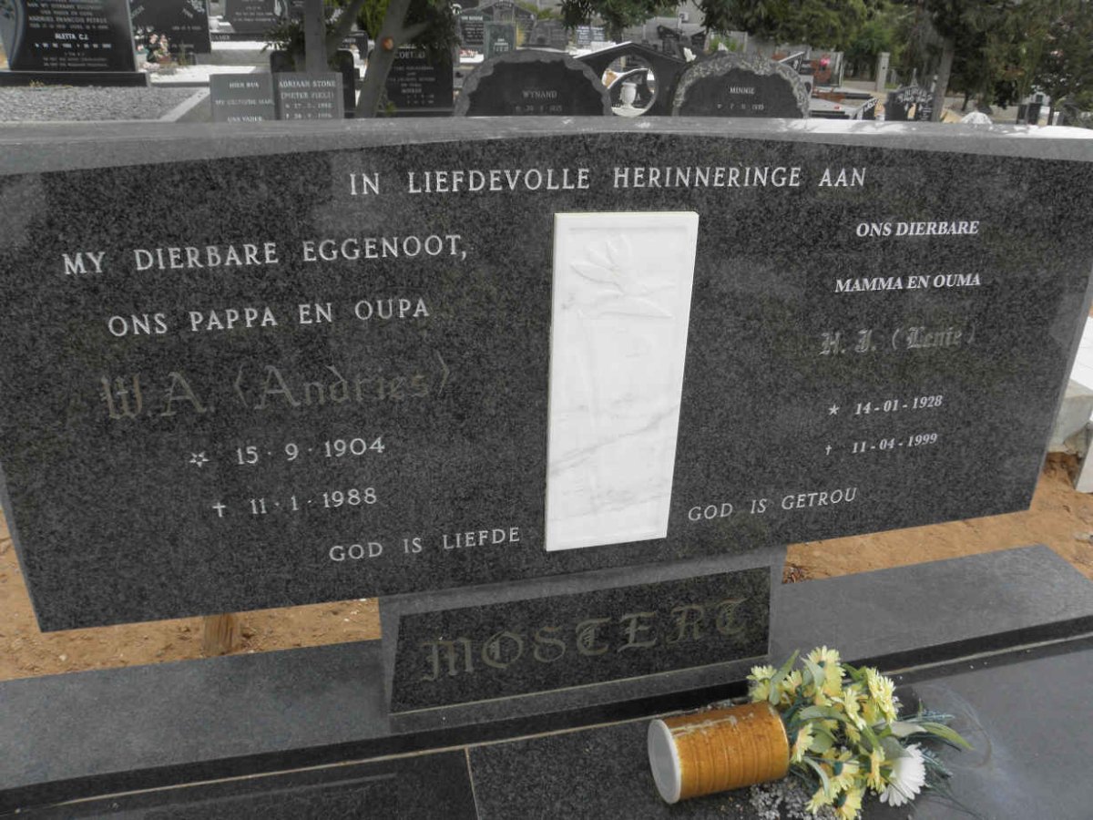 MOSTERT W.A. 1904-1988 &amp; H.J. 1928-1999