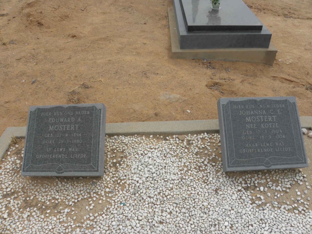 MOSTERT Eduward A. 1894-1980 &amp; Johanna C.E. KOTZE 1904-1974