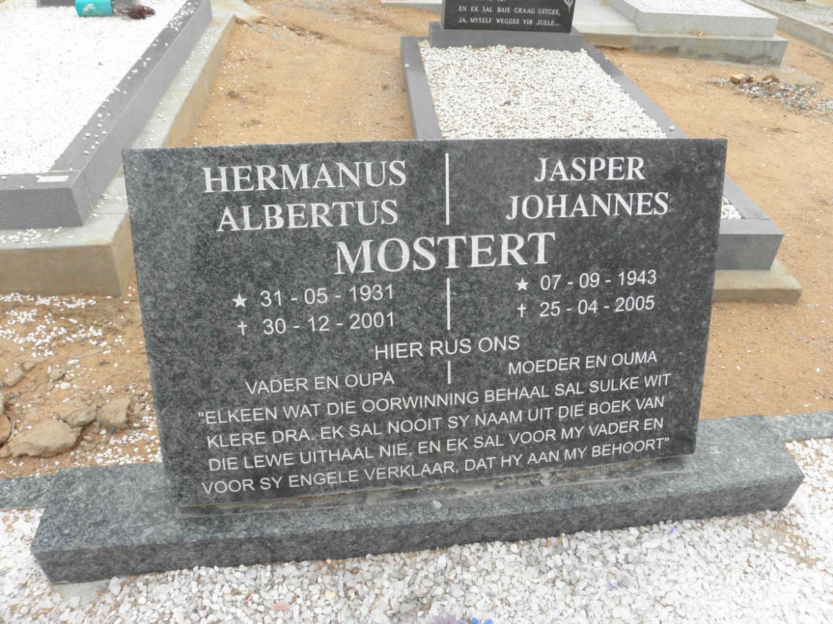 MOSTERT Hermanus Albertus 1931-2001 &amp; Jasper Johannes 1943-2005