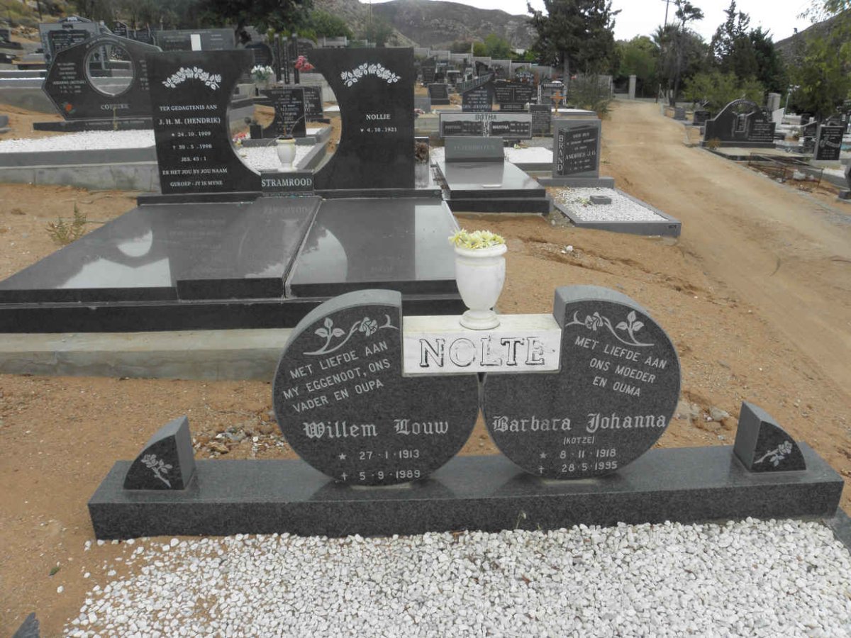 NOLTE Willem Louw 1913-1989 &amp; Barbara Johanna KOTZE 1918-1995