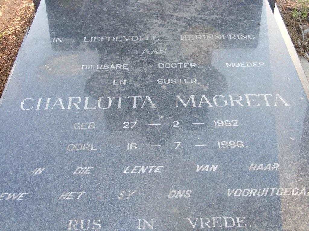 NIEKERK Charlotta Magreta, van 1962-1986