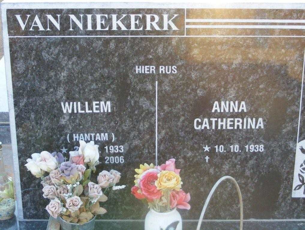 NIEKERK Willem, van 1933-2006 &amp; Anna Catherina 1938-