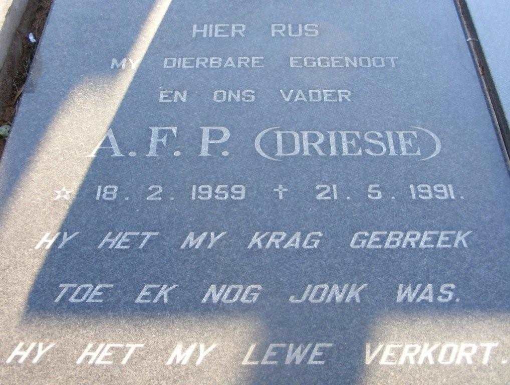 NIEKERK F.P., van 1959-1991