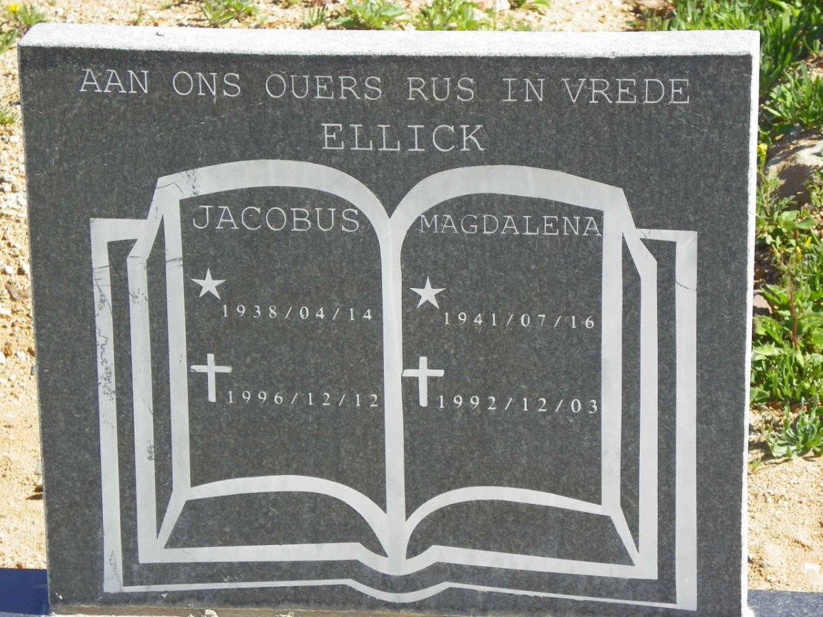 ELLICK Jacobus 1938-1996 &amp; Magdalena 1941-1992