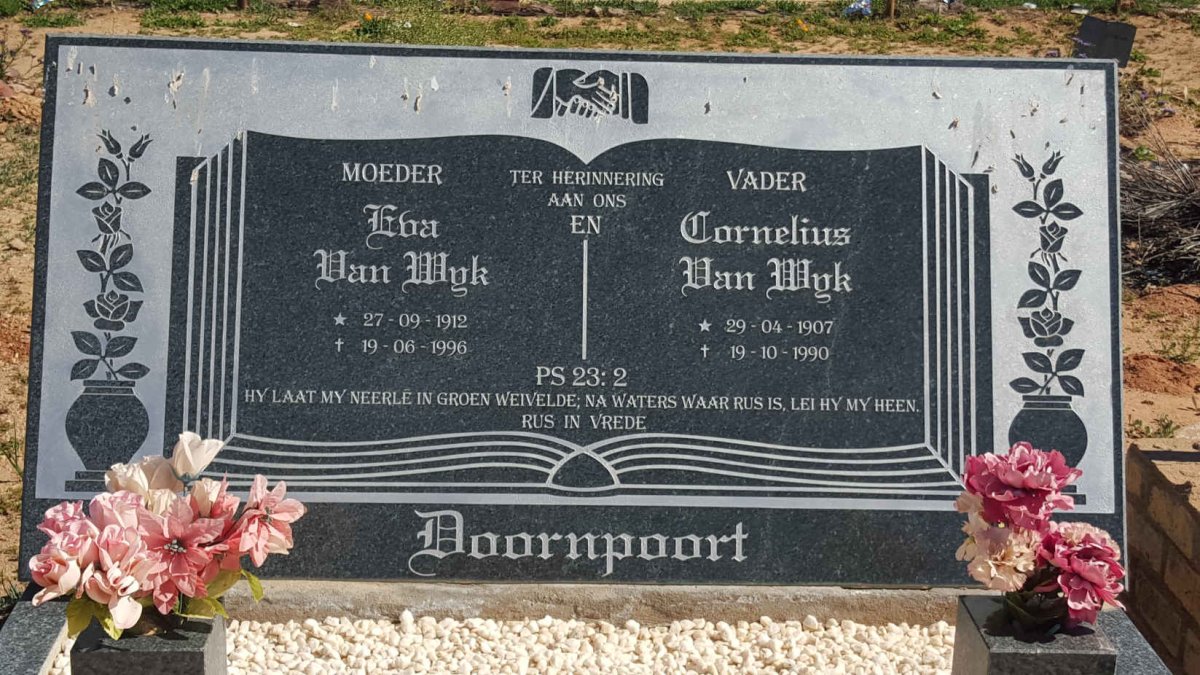 WYK Cornelius, van 1907-1990 &amp; Eva 1912-1996