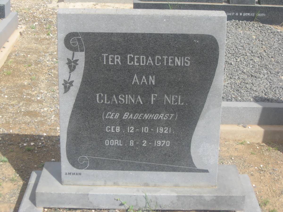 NEL Clasina F. nee BADENHORST 1921-1970