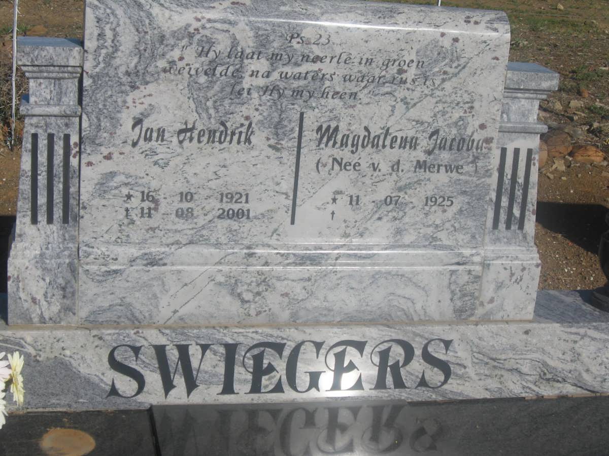 SWIEGERS Jan Hendrik 1921-2001 &amp; Magdalena Jacoba v.d. MERWE 1925-