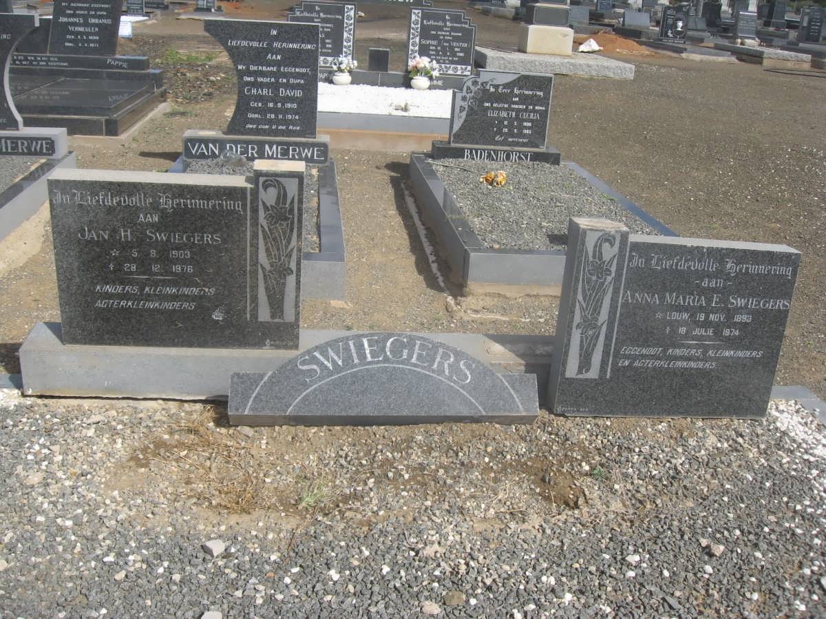 SWIEGERS Jan H. 1903-1976 &amp; Anna Maria E. LOUW 1893-1974
