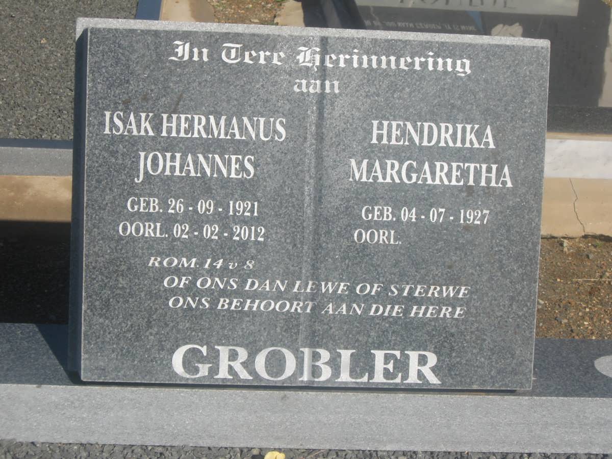 GROBLER Isak Hermanus Johannes 1921-2012 &amp; Hendrika Margaretha 1927-