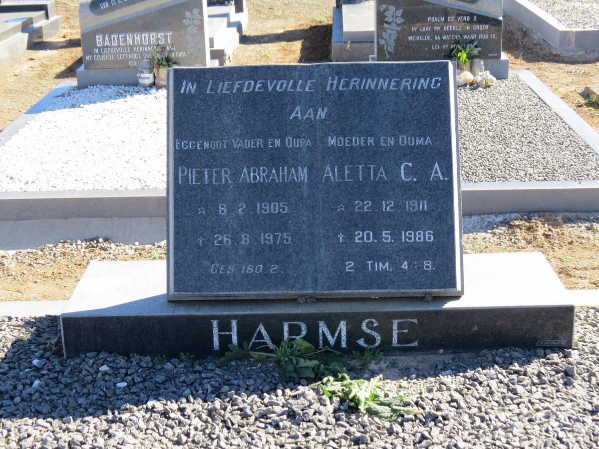 HARMSE Pieter Abraham 1905-1975 &amp; Aletta C.A. 1911-1986 :: HARMSE Jacobus Daniel 1946-1996