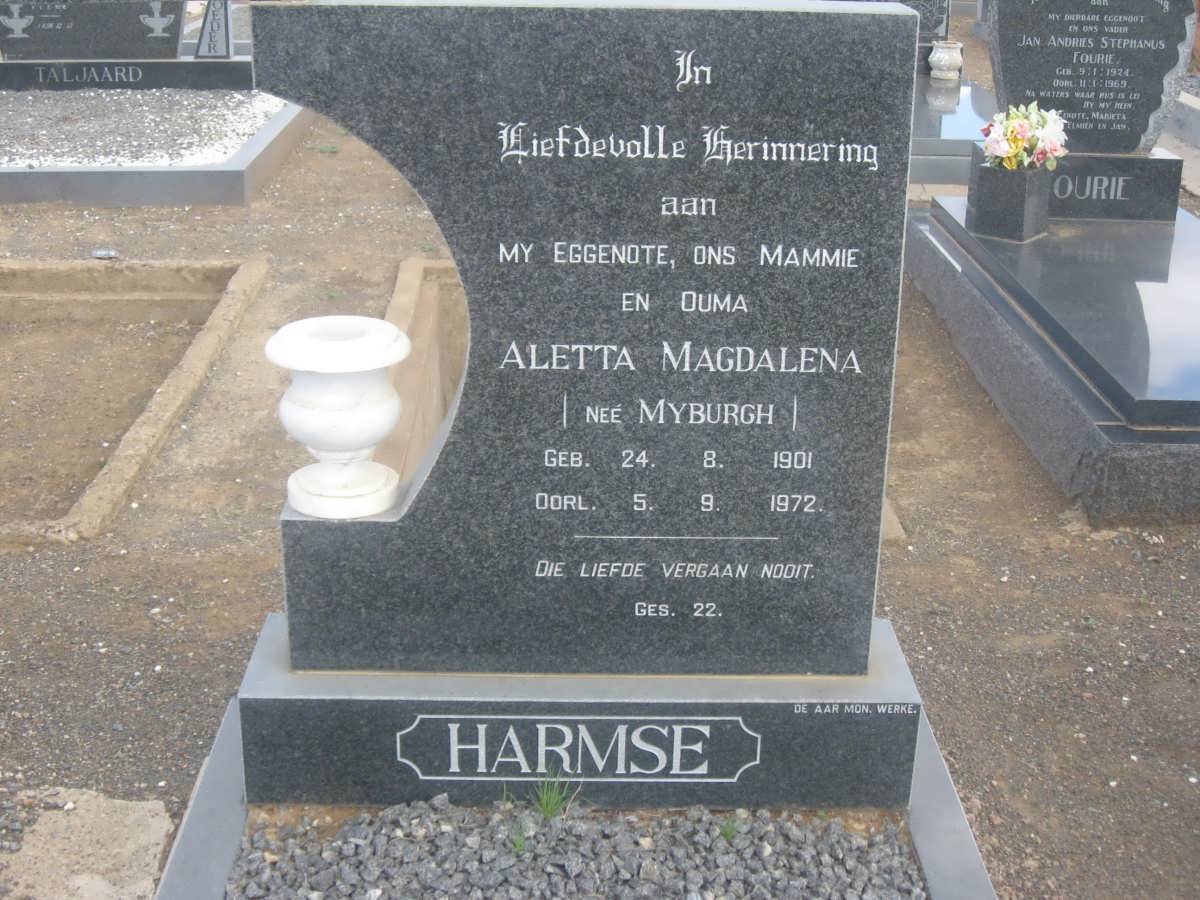 HARMSE Pieter Abraham 1901-1975 &amp; Aletta Magdalena MYBURGH 1901-1972
