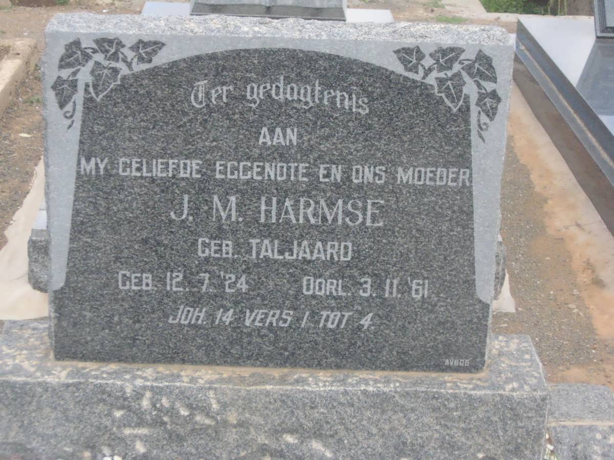 HARMSE J.M. nee TALJAARD 1924-1961
