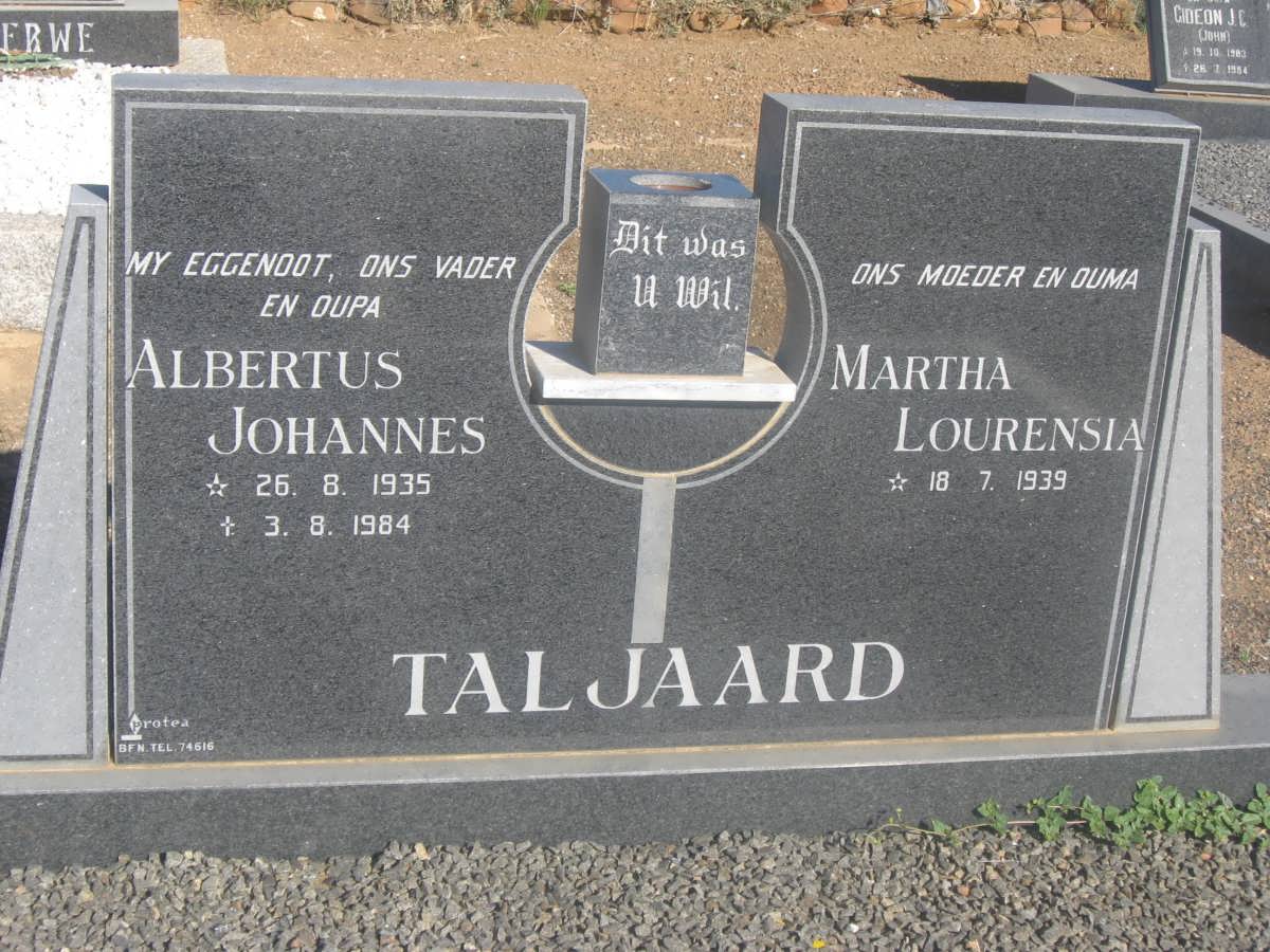 TALJAARD Albertus Johannes 1935-1984 &amp; Martha Lourensia 1939-