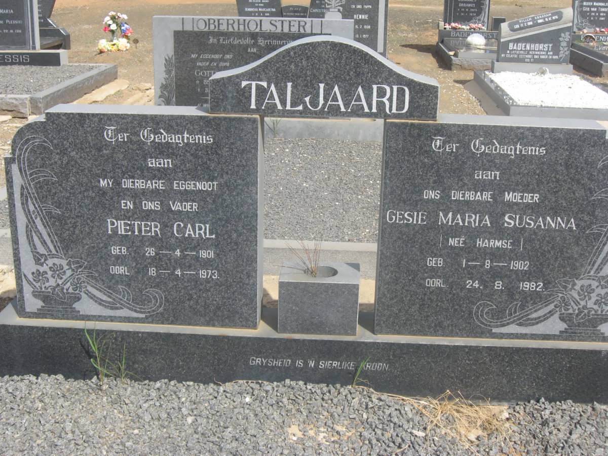 TALJAARD Pieter Carl 1901-1973 &amp; Gesie Maria Susanna HARMSE 1902-1982