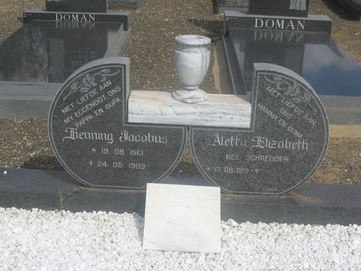 ? Henning Jacobus 1913-1989 &amp; Aletta Elizabeth SCHREUDER 1918-