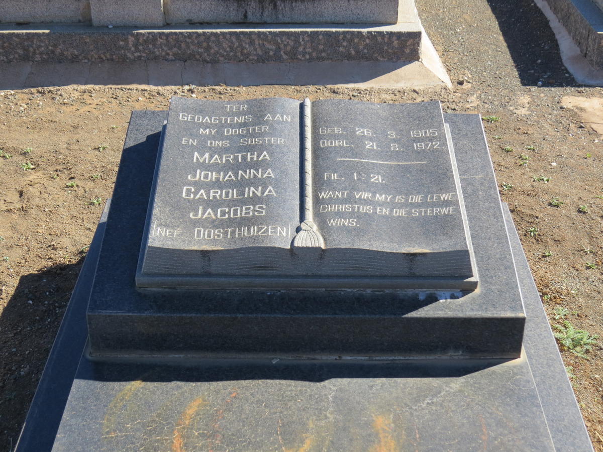 JACOBS Martha Johanna Carolina nee OOSTHUIZEN 1905-1972